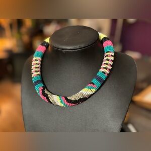 Boho Tribal Seed Bead Statement Collar Necklace • Lovisa Adjustable • Vibrant